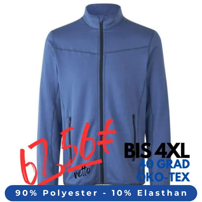ARBEITSJACKE / FLEECEJACKE HERREN | Cardigan Stretch Komfort 840 von ID / Farbe: stormy blue / 90% POLYESTER 10% ELASTHAN | MEIN-KASACK.de - KASACK - KASACKS