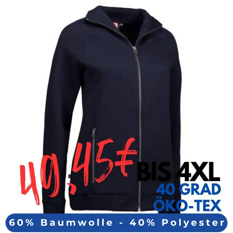 ARBEITSJACKE / FULL ZIPPER / SWEATJACKE DAMEN | 629 von ID / Farbe: navy / 60% BAUMWOLLE 40% POLYESTER | MEIN-KASACK.de - KASACK - KASACKS