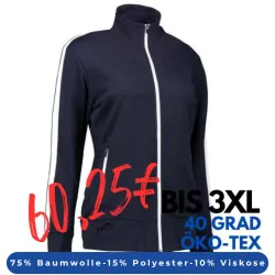 ARBEITSJACKE / FULL ZIPPER / SWEATJACKE DAMEN | Kontrast 627 von ID / Farbe: navy / 75% BAUMWOLLE 15% POLYESTER 10% VISKOSE