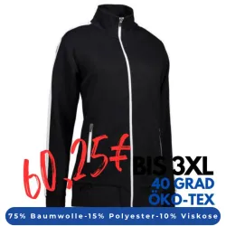 ARBEITSJACKE / FULL ZIPPER / SWEATJACKE DAMEN | Kontrast 627 von ID / Farbe: schwarz / 75% BAUMWOLLE 15% POLYESTER 10% VISKOSE