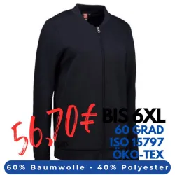ARBEITSJACKE / FULL ZIPPER / SWEATJACKE DAMEN | PRO Wear 367 von ID / Farbe: navy / 60% BAUMWOLLE 40% POLYESTER