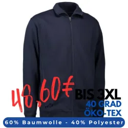 ARBEITSJACKE / FULL ZIPPER / SWEATJACKE HERREN | 622 von ID / Farbe: navy / 60% BAUMWOLLE 40% POLYESTER