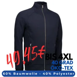 ARBEITSJACKE / FULL ZIPPER / SWEATJACKE HERREN | 628 von ID / Farbe: navy / 60% BAUMWOLLE 40% POLYESTER