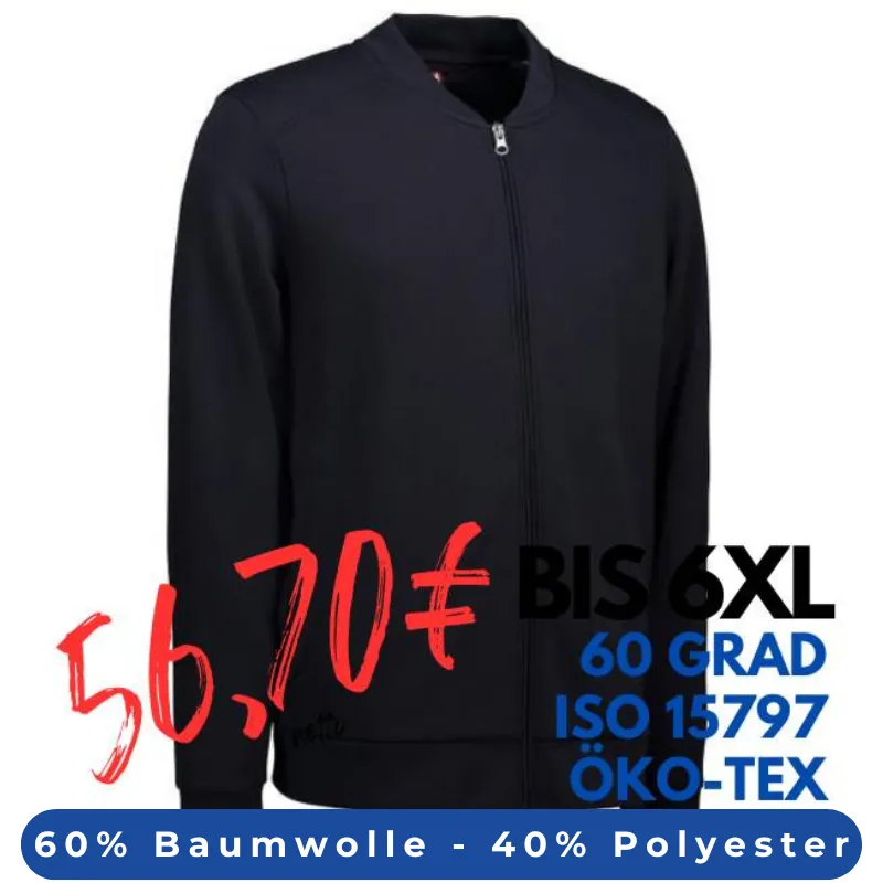 ARBEITSJACKE / FULL ZIPPER / SWEATJACKE HERREN | PRO Wear 366 von ID / Farbe: navy / 60% BAUMWOLLE 40% POLYESTER | MEIN-KASACK.de - KASACK - KASACKS