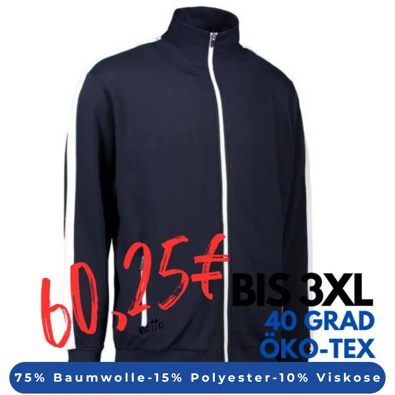 ARBEITSJACKE / FULL ZIPPER / SWEATJACKE HERREN| Kontrast 626 von ID / Farbe: navy / 75% BAUMWOLLE 15% POLYESTER 10% VISKOSE | MEIN-KASACK.de - KASACK - KASACKS