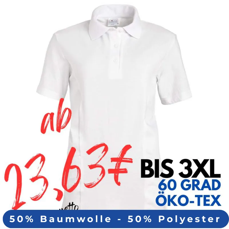DAMEN - KASACK - Polo - 2546 von LEIBER / Farbe: weiß / 50 % Baumwolle 50 % Polyester | MEIN-KASACK.de - KASACK - KASACKS