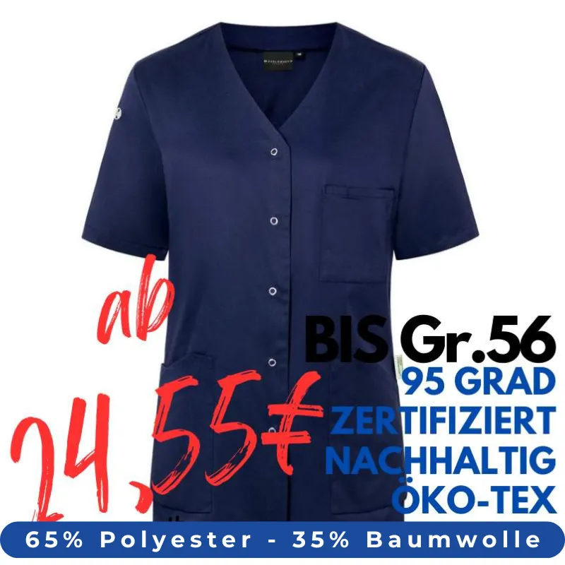 DAMEN - KASACK KS 63 - ESSENTIAL von KARLOWSKY / Farbe: marine / 65% Polyester-35% Baumwolle-150 g | MEIN-KASACK.de - KASACK - KASACKS