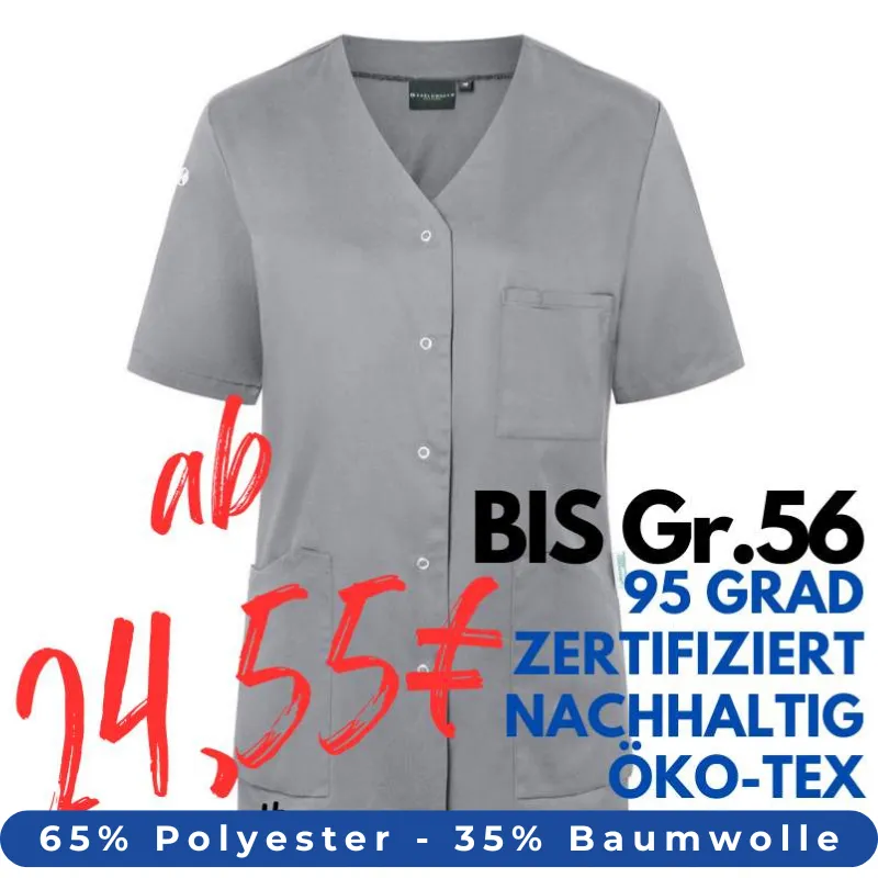 DAMEN - KASACK KS 63 - ESSENTIAL von KARLOWSKY / Farbe: platingrau / 65% Polyester-35% Baumwolle-150 g | MEIN-KASACK.de - KASACK - KASACKS