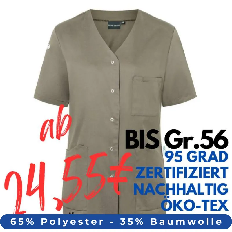 DAMEN - KASACK KS 63 - ESSENTIAL von KARLOWSKY / Farbe: salbei / 65% Polyester-35% Baumwolle-150 g | MEIN-KASACK.de - KASACK - KASACKS
