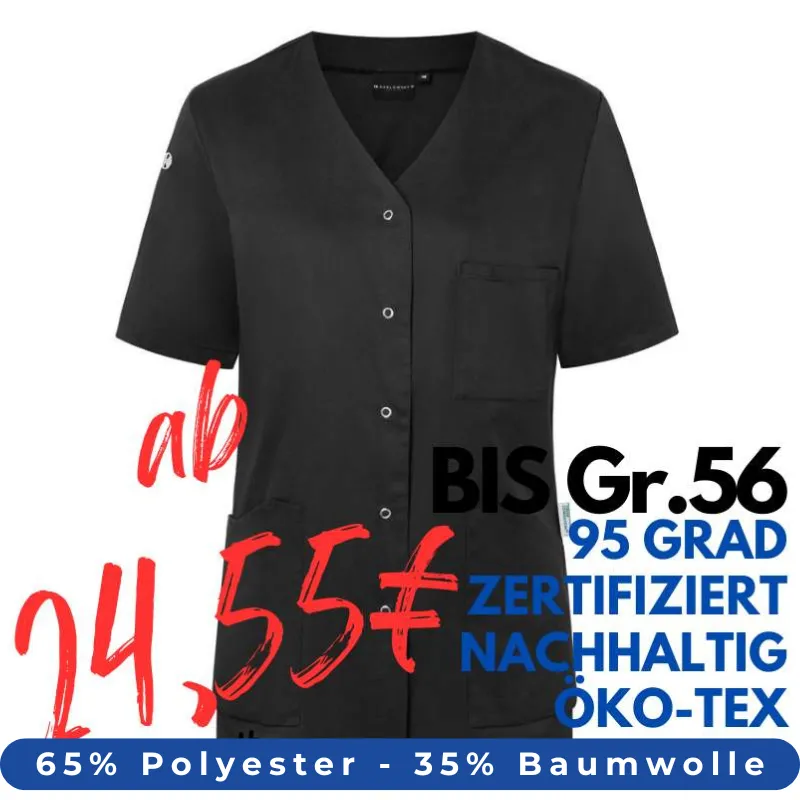 DAMEN - KASACK KS 63 - ESSENTIAL von KARLOWSKY / Farbe: schwarz / 65% Polyester-35% Baumwolle-150 g | MEIN-KASACK.de - KASACK - KASACKS