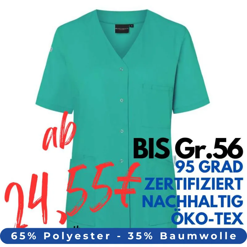DAMEN - KASACK KS 63 - ESSENTIAL von KARLOWSKY / Farbe: smaragdgrün / 65% Polyester-35% Baumwolle-150 g | MEIN-KASACK.de - KASACK - KASACKS
