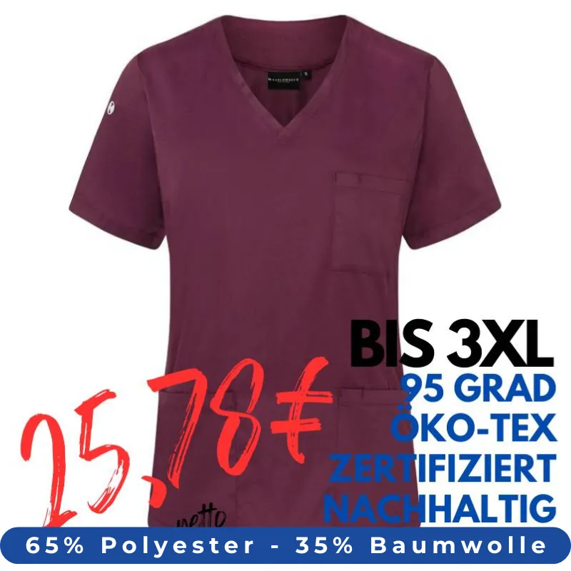 DAMEN - KASACK KS 66 - ESSENTIAL von KARLOWSKY / Farbe: aubergine / 65% Polyester-35% Baumwolle-150 g | MEIN-KASACK.de - KASACK - KASACKS
