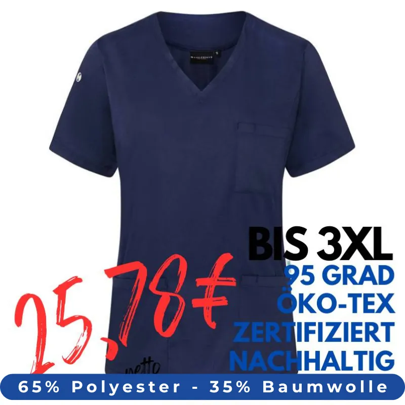 DAMEN - KASACK KS 66 - ESSENTIAL von KARLOWSKY / Farbe: marine / 65% Polyester-35% Baumwolle-150 g | MEIN-KASACK.de - KASACK - KASACKS