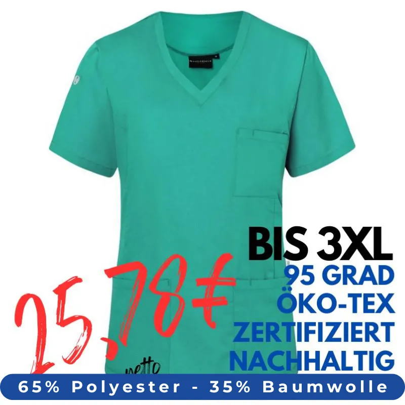 DAMEN - KASACK KS 66 - ESSENTIAL von KARLOWSKY / Farbe: smaragdgrün / 65% Polyester-35% Baumwolle-150 g | MEIN-KASACK.de - KASACK - KASACKS