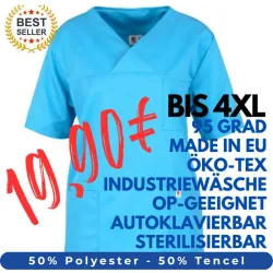 DAMEN - OP - KASACK 2700 von MEIN-KASACK.de / Farbe: azur / 50%PES - 50%Tencel - 200g/m²