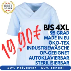 Damen-Kasack / OP - Kasack - 2700 von MEIN-KASACK.de / Farbe: hellblau / 50%PES - 50%Tencel - 200g/m²