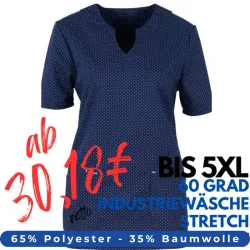 DAMEN - STRETCH - KASACK 2139 von MEIN-KASACK.de / Farbe: blau-weiß-gepunktet / Stretcheinsatz - 35% Baumwolle 65% Polyester