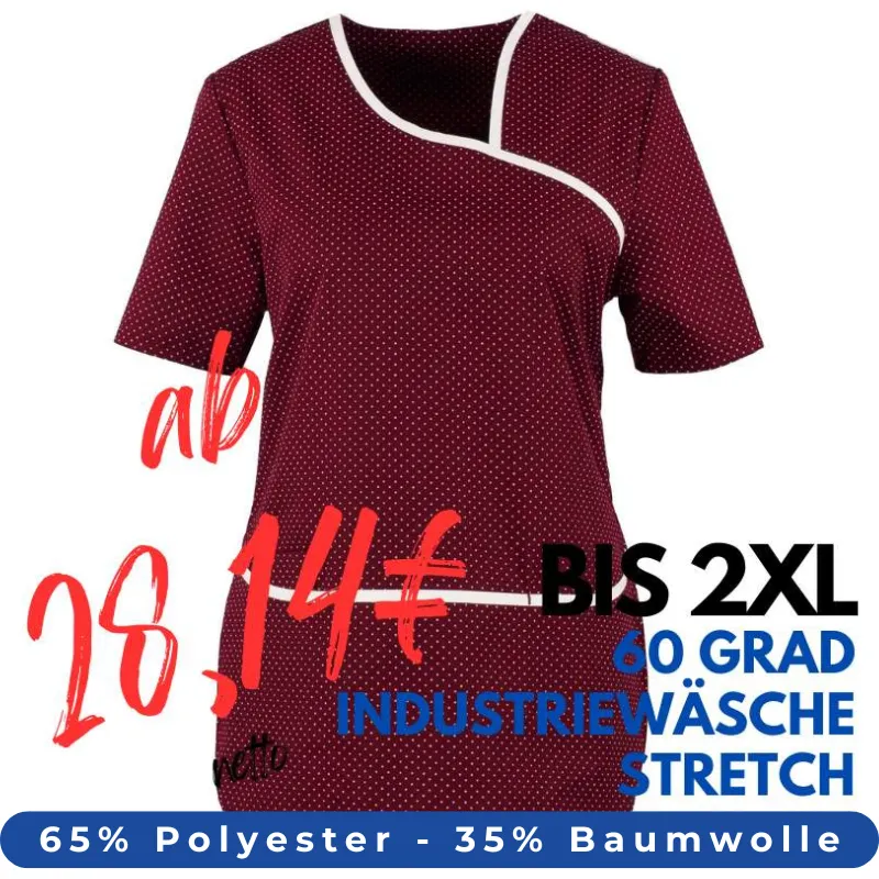 DAMEN - STRETCH - KASACK 2382 von MEIN-KASACK.de / Farbe: weinrot-weiß / Stretcheinsatz - 35% Baumwolle 65% Polyester | MEIN-KASACK.de - KASACK - KASACKS