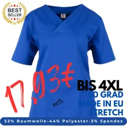 DAMEN - STRETCH - KASACK 2692 von MEIN-KASACK.de / Farbe: kornblau / 160g/m²-53% BW-44% PES-3% Spandex