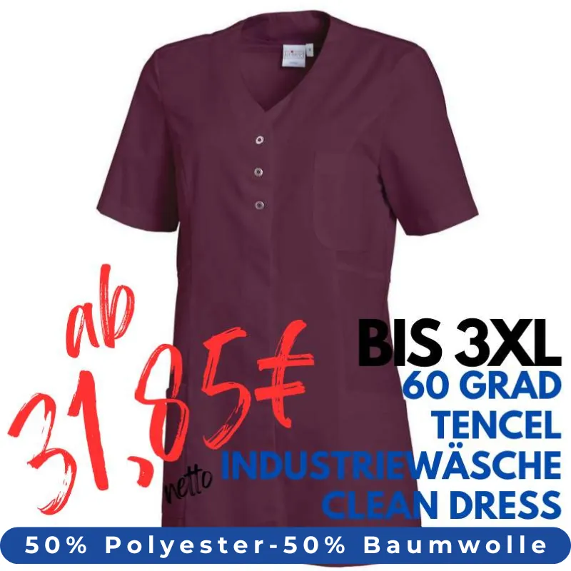 DAMEN - TENCEL - KASACK 1338 von LEIBER / Farbe: beere / 50% Baumwolle, 50% Polyester | MEIN-KASACK.de - KASACK - KASACKS