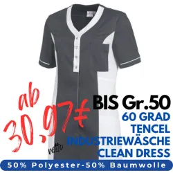 DAMEN - TENCEL - KASACK 2789 von LEIBER / Farbe: anthrazit-weiß / 50% Baumwolle, 50% Polyester