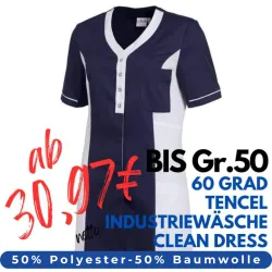 DAMEN - TENCEL - KASACK 2789 von LEIBER / Farbe: marine-weiß / 50% Baumwolle, 50% Polyester