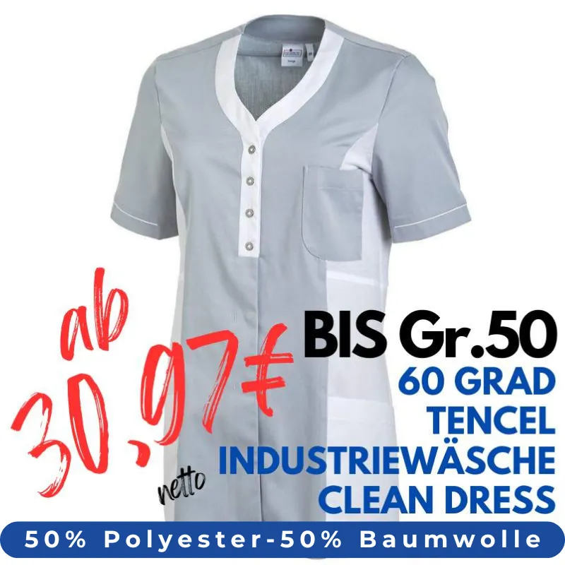 DAMEN - TENCEL - KASACK 2789 von LEIBER / Farbe: weiß-grau / 50% Baumwolle, 50% Polyester | MEIN-KASACK.de - KASACK - KASACKS