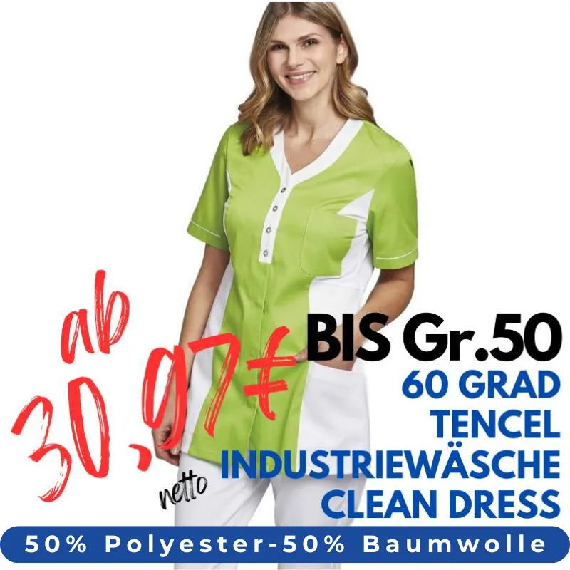 DAMEN - TENCEL - KASACK 2789 von LEIBER / Farbe: weiß-grün / 50% Baumwolle, 50% Polyester | MEIN-KASACK.de - KASACK - KASACKS
