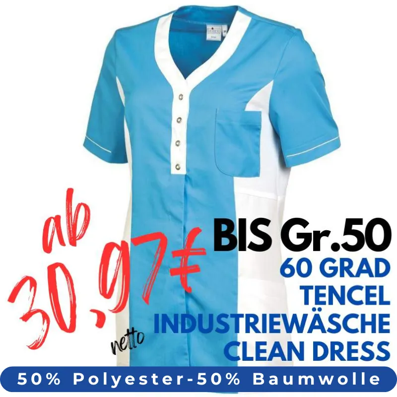 DAMEN - TENCEL - KASACK 2789 von LEIBER / Farbe: weiß-türkis / 50% Baumwolle, 50% Polyester | MEIN-KASACK.de - KASACK - KASACKS