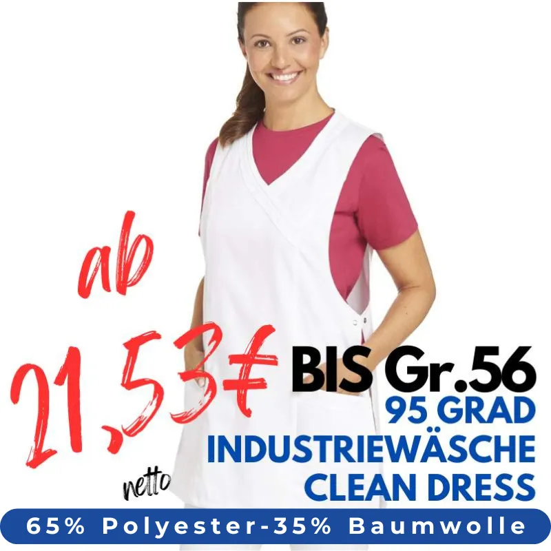 Damen - Überwurfschürze 1227 von LEIBER / Farbe: weiß / 65 % Polyester 35 % Baumwolle | MEIN-KASACK.de - KASACK - KASACKS