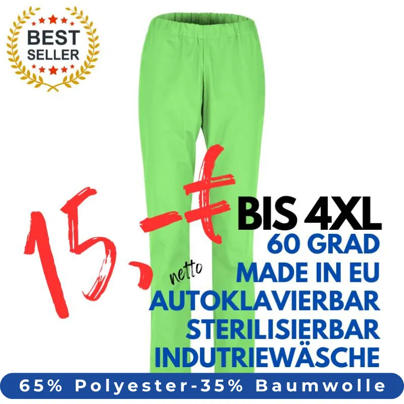 DAMEN ARBEITSHOSE MEDIZIN | 2648 von MEIN-KASACK.de / Farbe: apple / 65% Polyester - 35% Baumwolle - 170g/m² | MEIN-KASACK.de - KASACK - KASACKS