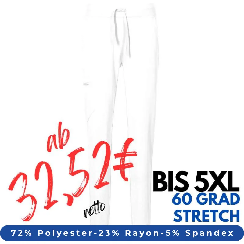 DAMEN ARBEITSHOSE MEDIZIN | 332 von EXNER / Farbe: weiß / 72% Polyester 23% Rayon 5% Spandex | MEIN-KASACK.de - KASACK - KASACKS