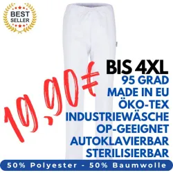 DAMEN ARBEITSHOSE MEDIZIN | TENCEL / OP-Hose 2701 von MEIN-KASACK.de / Farbe: weiß / 200g/m² - 50%PES - 50%TENCEL