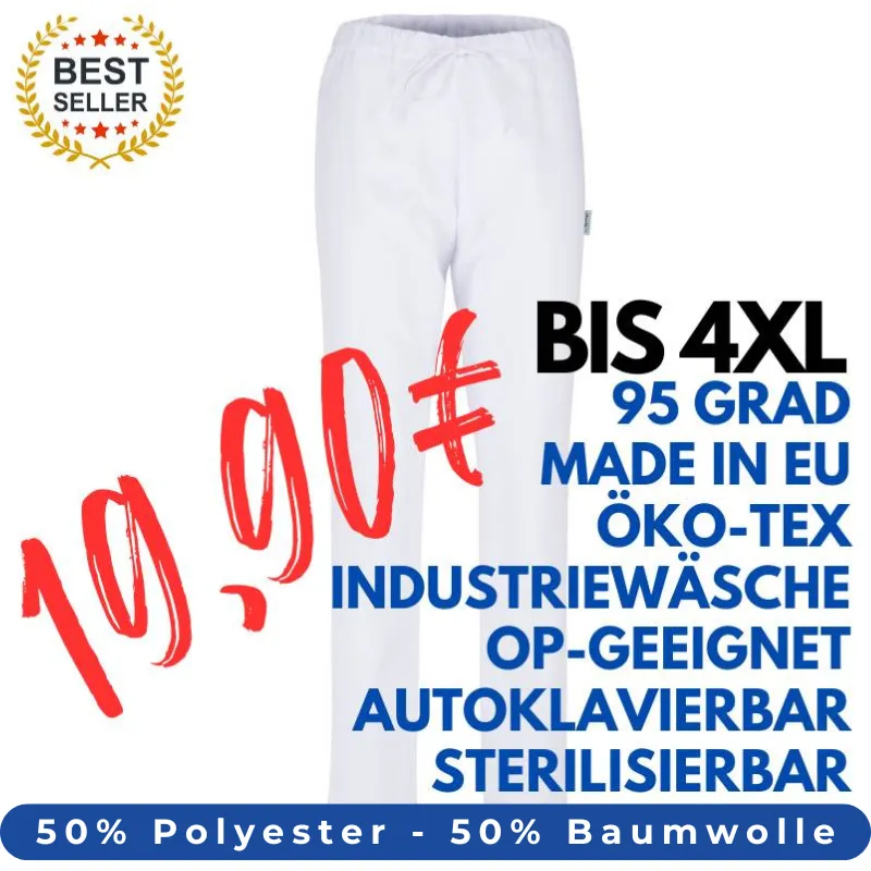 DAMEN ARBEITSHOSE MEDIZIN | TENCEL / OP-Hose 2701 von MEIN-KASACK.de / Farbe: weiß / 50% Polyester - 50% Tencel - 200g/m² | MEIN-KASACK.de - KASACK - KASACKS