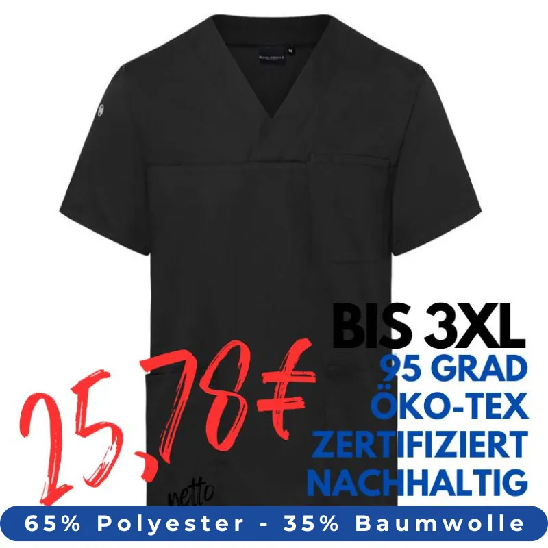HERREN - KASACK KS 65 - ESSENTIAL von KARLOWSKY / Farbe: schwarz / 65% Polyester-35% Baumwolle-150 g | MEIN-KASACK.de - KASACK - KASACKS