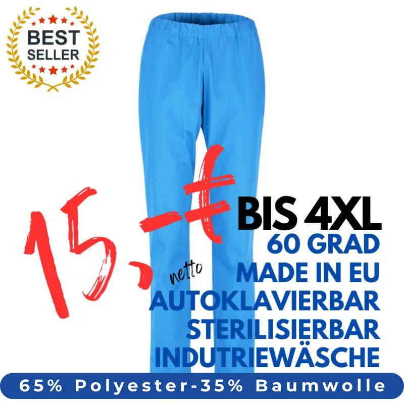 HERREN ARBEITSHOSE MEDIZIN | 2648 von MEIN-KASACK.de / Farbe: azur / 65% Polyester - 35% Baumwolle - 170g/m² | MEIN-KASACK.de - KASACK - KASACKS