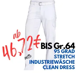 HERREN ARBEITSHOSE MEDIZIN | 8410 von LEIBER / Farbe: weiß / 48 % Baumwolle 48 % Polyester 4 % Elastolefin