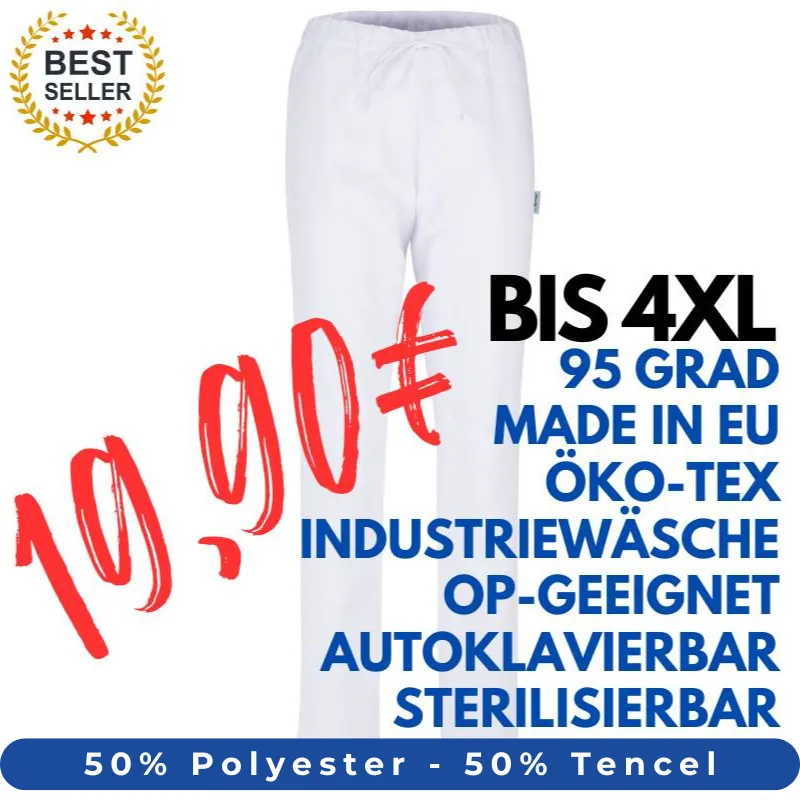 HERREN ARBEITSHOSE MEDIZIN | OP-Hose 2701 von MEIN-KASACK.de / Farbe: weiß / 50% Polyester - 50% Tencel - 200g/m² | MEIN-KASACK.de - KASACK - KASACKS
