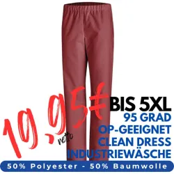 HERREN ARBEITSHOSE MEDIZIN | OP-Hose 780 von LEIBER / Farbe: bordeaux / 50 % Baumwolle 50 % Polyester