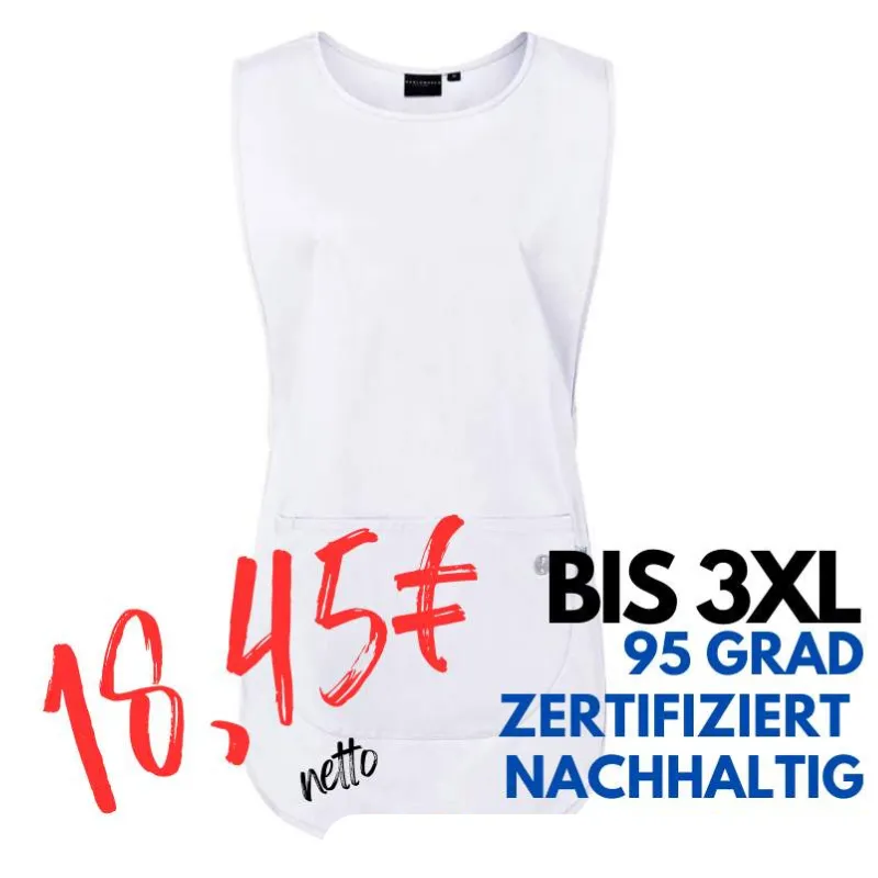 Überwurfschürze KS 64 - ESSENTIAL von KARLOWSKY / Farbe: weiß / 65% Polyester-35% Baumwolle-150 g | MEIN-KASACK.de - KASACK - KASACKS