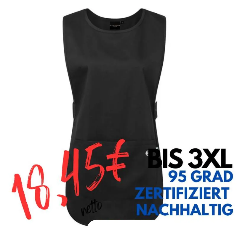 Überwurfschürze KS 64 - ESSENTIAL von KARLOWSKY / Farbe: schwarz / 65% Polyester-35% Baumwolle-150 g | MEIN-KASACK.de - KASACK - KASACKS