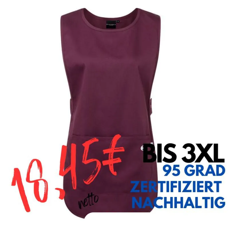 Überwurfschürze KS 64 - ESSENTIAL von KARLOWSKY / Farbe: aubergine / 65% Polyester-35% Baumwolle-150 g | MEIN-KASACK.de - KASACK - KASACKS