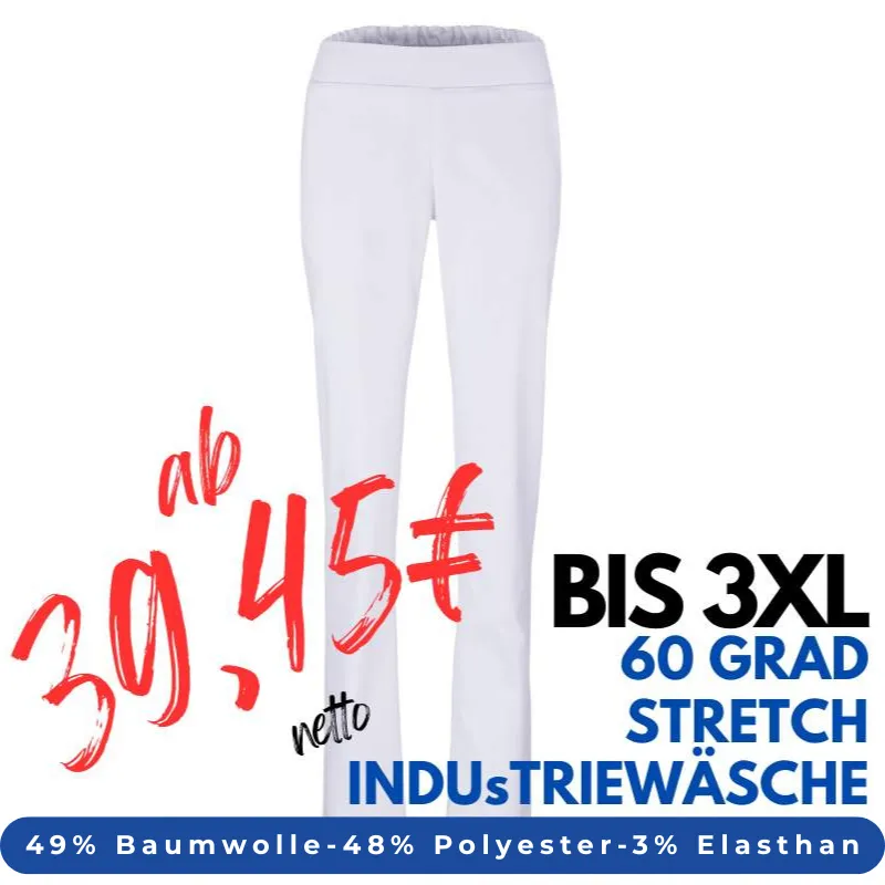 Stretch-Damenhose 2447 von MEIN-KASACK.de / Farbe: weiß / Stretchgewebe - 49% Baumwolle 48% Polyester 3% Elasthan | MEIN-KASACK.de - KASACK - KASACKS