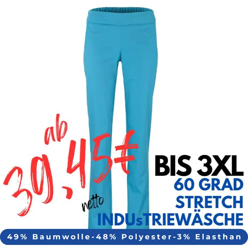 Stretch-Damenhose 2447 von MEIN-KASACK.de / Farbe: dunkeltürkis / Stretchgewebe - 49% Baumwolle 48% Polyester 3% Elasthan | MEIN-KASACK.de - KASACK - KASACKS