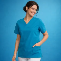 UNISEX - TENCEL - KASACK 2252 von LEIBER / Farbe: türkis / 50 % Lyocell 50 % Polyester