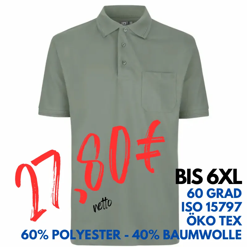 ARBEITS-POLO-SHIRT HERREN | PRO Wear 320 von ID / Farbe: altgrün / 50% BAUMWOLLE 50% POLYESTER | MEIN-KASACK.de - KASACK - KASACKS