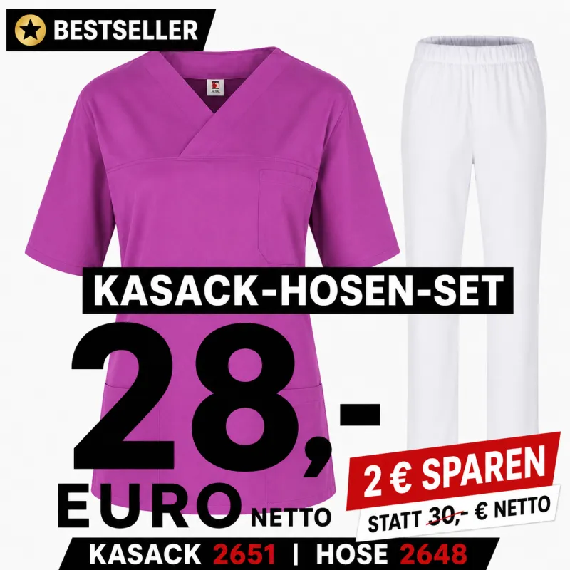 KASACK-HOSEN-SET: KASACK 2651 und SCHLUPFHOSE 2648 von MEIN-KASACK.de / Farbe: raspberry - weiß | MEIN-KASACK.de