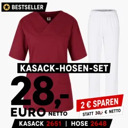 KASACK-HOSEN-SET: KASACK 2651 und SCHLUPFHOSE 2648 von MEIN-KASACK.de / Farbe: weinrot - weiß