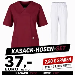 KASACK-HOSEN-SET: TENCEL-KASACK 2700 und TENCEL-HOSE 2701 von MEIN-KASACK.de / Farbe: weinrot - weiß