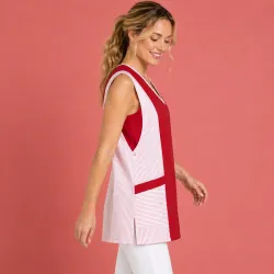 Überwurfschürze / Chasuble 264 von LEIBER / Farbe: weiß-rot / 65 % Polyester 35 % Baumwolle